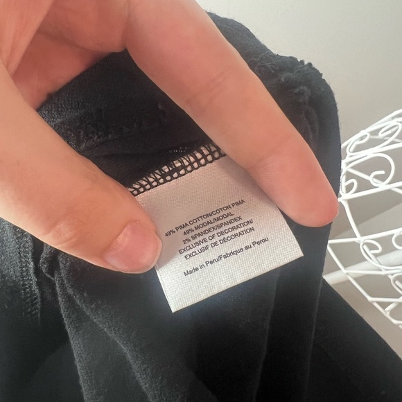 Tory Burch Black Emily Ruffle Polo Size L Pima Cotton Old Money Quiet Luxury - Picture 5 of 5